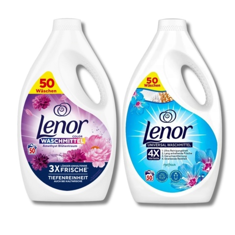 Zestaw żeli do prania Lenor 2w1 100 prań 2 x 2,5 l Color Amethyst Blütentraum + Aprilfrisch