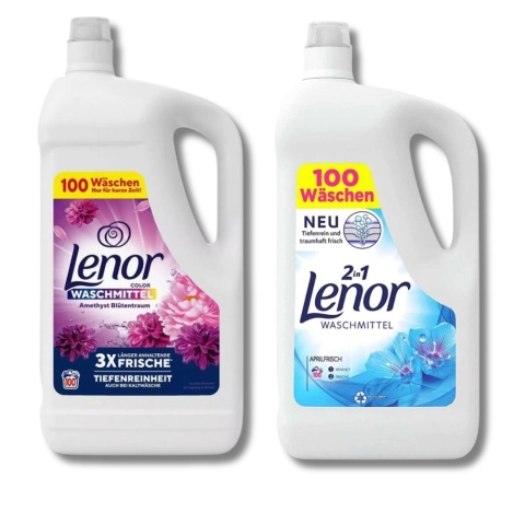 Zestaw żeli do prania Lenor 2w1 Color & Universal 200 prań 2 x 5 L Amethyst Blutentraum + Aprilfrisch