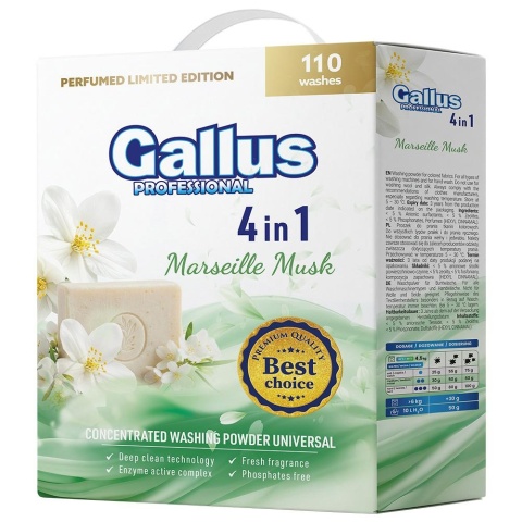 Gallus Professional 4w1 perfumowany proszek do prania uniwersalny Marsylskie Piżmo 5,5 kg 110 prań