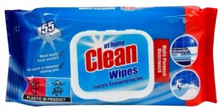At Home Clean chusteczki czyszczące uniwersalne nawilżane 55 sztuk At Home Clean chusteczki czyszczące uniwersalne nawilżane 55 sztuk