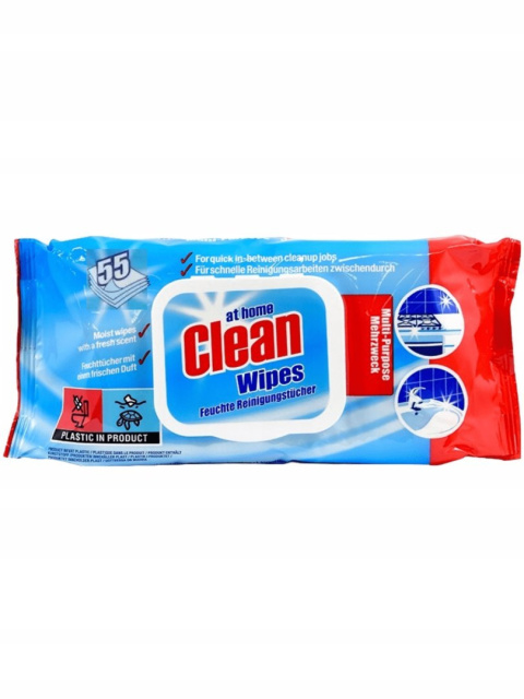 At Home Clean chusteczki czyszczące uniwersalne nawilżane 55 sztuk At Home Clean chusteczki czyszczące uniwersalne nawilżane 55 sztuk