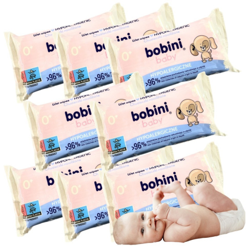 BOBINI CHUSTECZKI NAWILŻANE DLA DZIECI 14 x 60 SZTUK MOKRE HYPOALERGICZNE