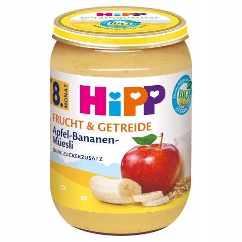 HIPP BIO DESEREK Jabłko Banan z Musli 190g DESER słoiczek 8m+