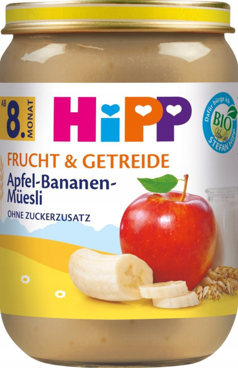 HIPP BIO DESEREK Jabłko Banan z Musli 190g DESER słoiczek 8m+