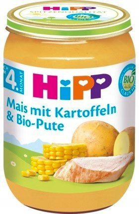 HIPP BIO KUKURYDZA Z ZIEMNIAKAMI I INDYKIEM 4m 190g