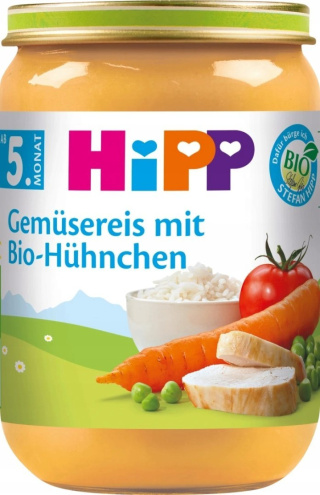 HIPP BIO RYŻ Z WARZYWAMI I KURCZAKIEM 5m 190g