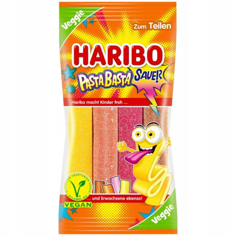 Haribo Pasta Basta kwaśne żelki paski 160g DE Haribo Pasta Basta kwaśne żelki paski 160g DE