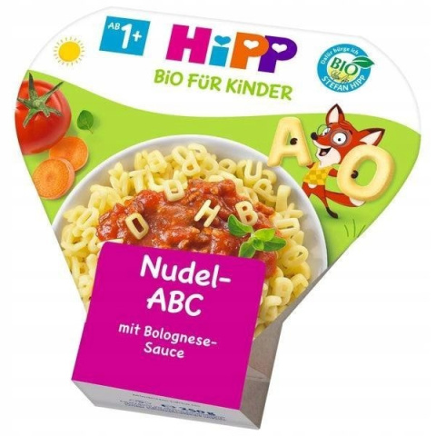 HiPP BIO Makaron Literki z Sosem Bolognese +Żelazo HiPP BIO Makaron Literki z Sosem Bolognese +Żelazo