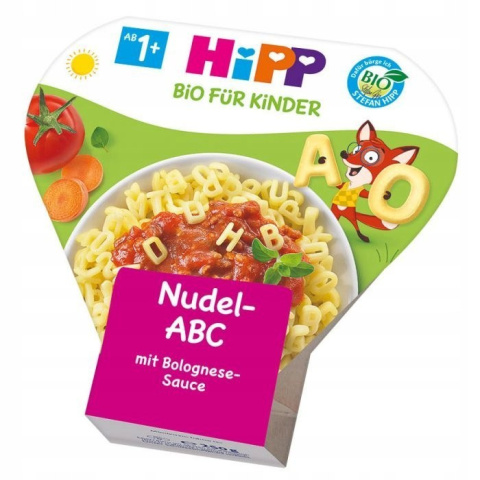 HiPP BIO Makaron Literki z Sosem Bolognese +Żelazo HiPP BIO Makaron Literki z Sosem Bolognese +Żelazo