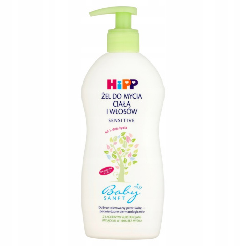 HiPP delikatny żel do mycia ciała i włosów z pompką 400ml