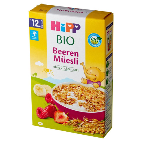 HiPP- Musli wielozbożowe Truskawki - Maliny dla niemowląt HiPP- Musli wielozbożowe Truskawki - Maliny dla niemowląt