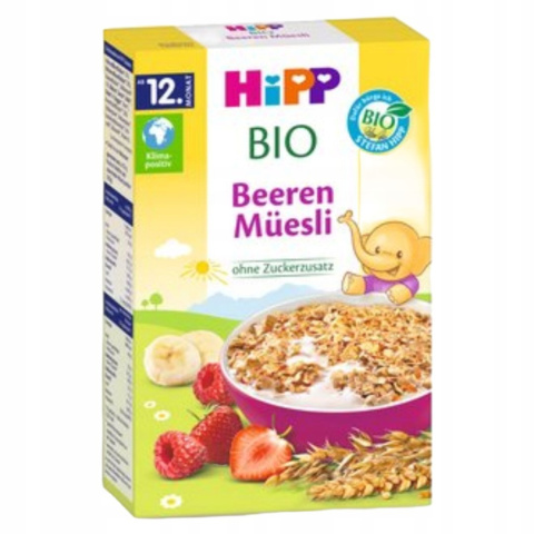 HiPP- Musli wielozbożowe Truskawki - Maliny dla niemowląt HiPP- Musli wielozbożowe Truskawki - Maliny dla niemowląt