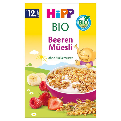 HiPP- Musli wielozbożowe Truskawki - Maliny dla niemowląt HiPP- Musli wielozbożowe Truskawki - Maliny dla niemowląt