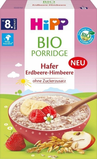 Hipp BIO Owsianka Truskawkami Malinamy 250g 8m