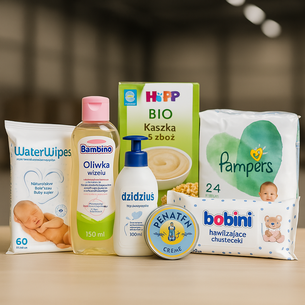 Produkty dla dzieci marek WaterWipes, Bambino, Dzidziuś, Penaten, HIPP, Pampers i Bobini